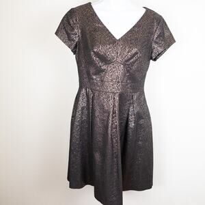 Vince Camuto Black & Gold Metallic Jacquard Dress 8